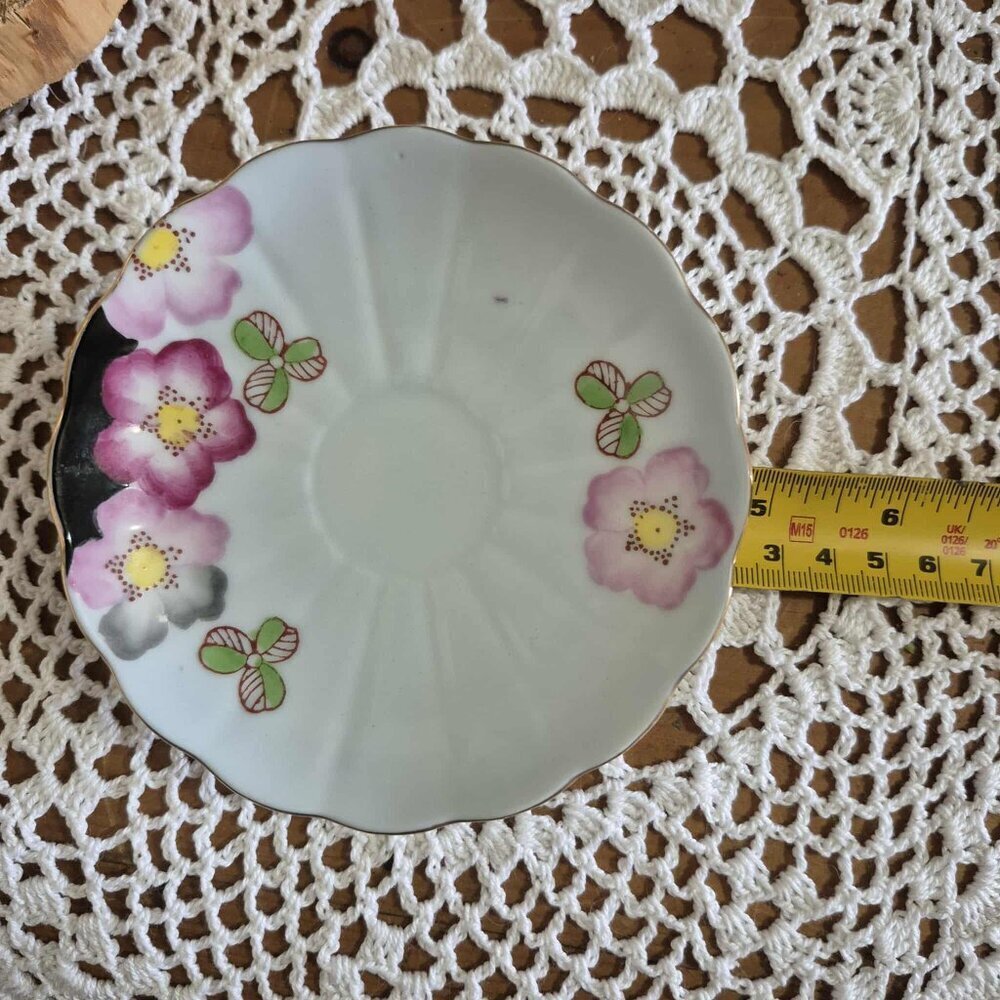 SHAFFORD Vintage Black & Pink Mini Porcelain Tea Cup - Picture 6 of 6